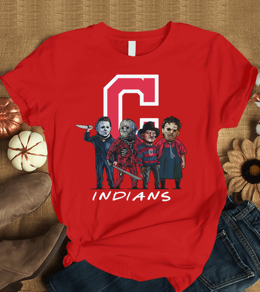 Cleveland Indians Halloween Horror Icons Slashers Crossover T-Shirt