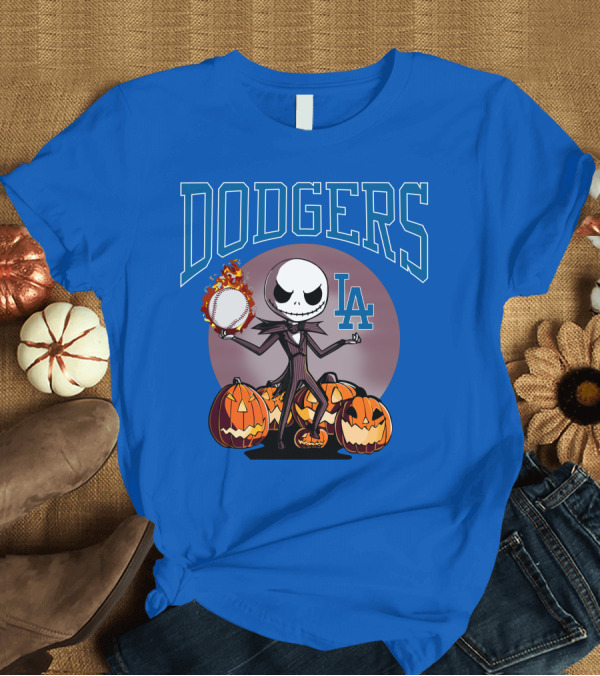 T-Shirt: Dodgers LA Jack Skellington Baseball Halloween Pumpkins T-Shirt Dodgers LA Jack Skellington Baseball Halloween Pumpkins T-Shirt