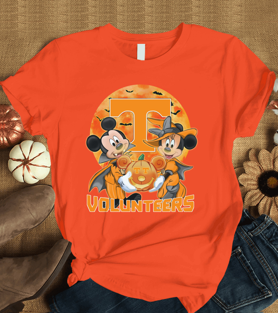 Tennessee Volunteers Mickey and Minnie Halloween Pumpkin T-Shirt