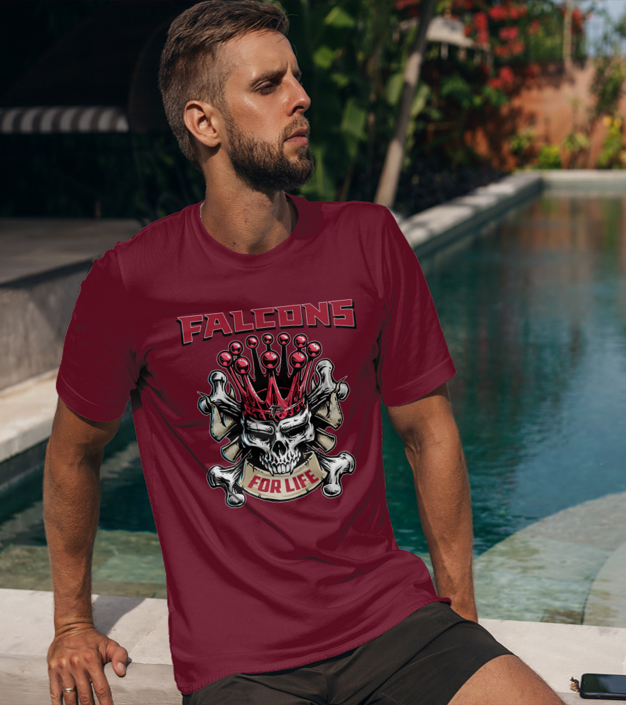 Falcons Skull King Crowned With Bones For Life T-Shirt