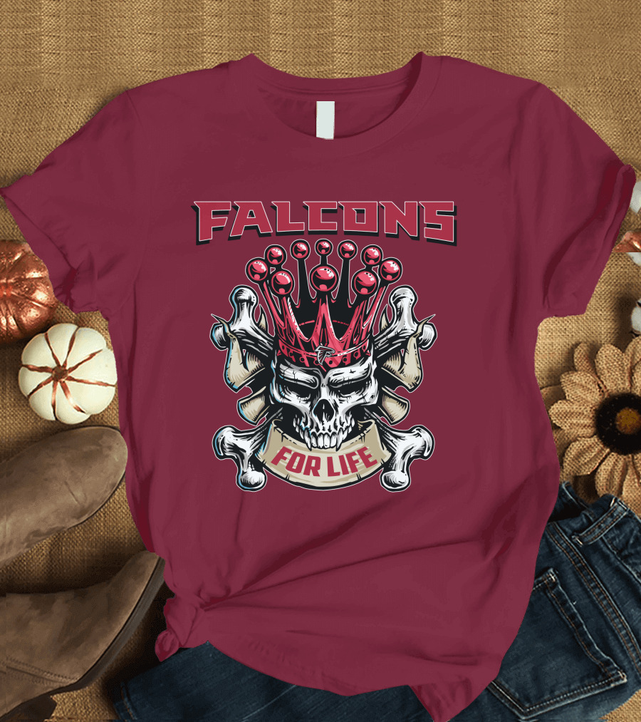 Falcons Skull King Crowned With Bones For Life T-Shirt