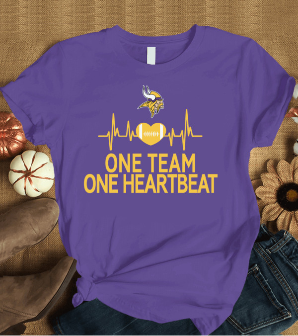 T-Shirt: Minnesota Vikings One Team One Heartbeat Football Heartbeat T-Shirt Minnesota Vikings One Team One Heartbeat Football Heartbeat T-Shirt