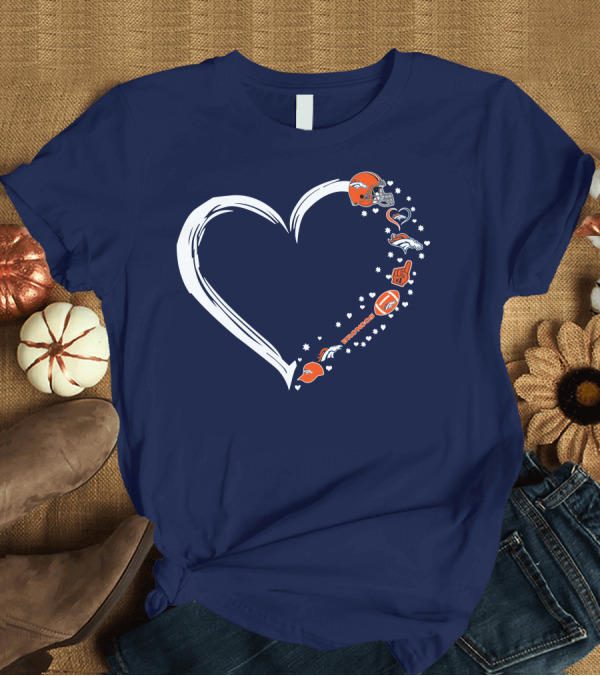 T-Shirt: Heart-Shaped Denver Broncos Fan Love Icons and Helmet T-Shirt Heart-Shaped Denver Broncos Fan Love Icons and Helmet T-Shirt