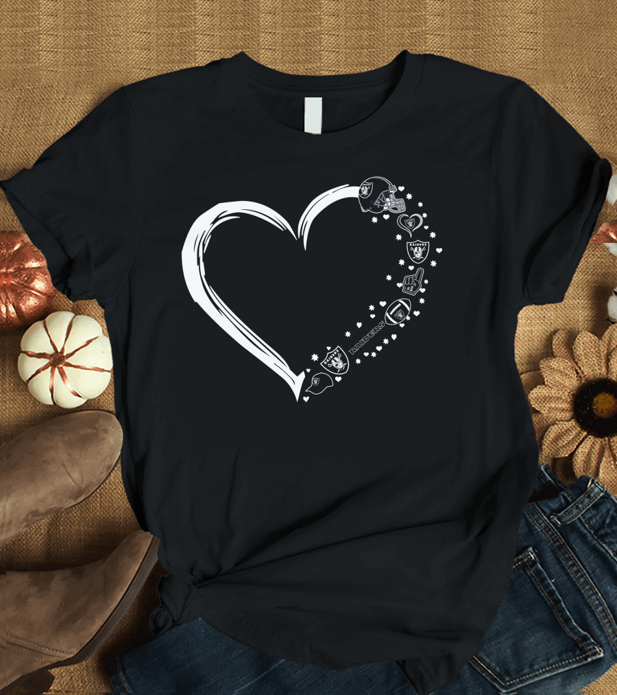 Las Vegas Raiders Heart Logo and Helmet Fan T-Shirt