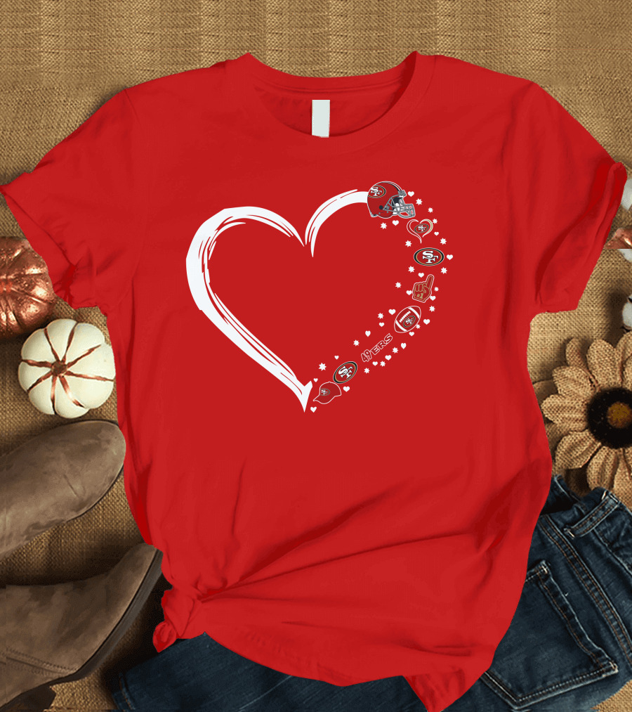 San Francisco 49ers Heart Design with Helmet T-Shirt