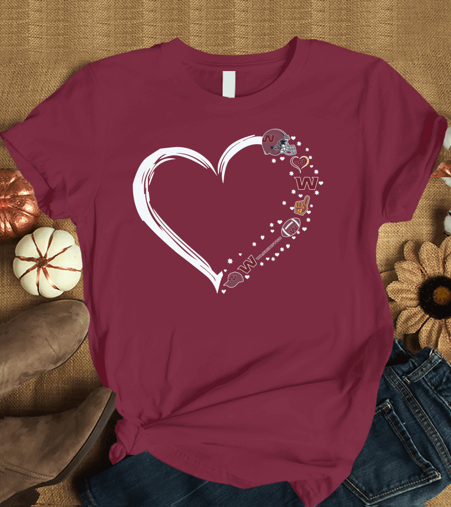 Washington Football Team Heart Helmet Fan W Love #1 T-Shirt