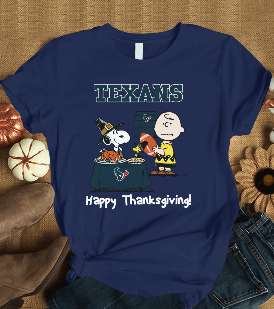 Texans Snoopy Charlie Brown Thanksgiving Football T-Shirt
