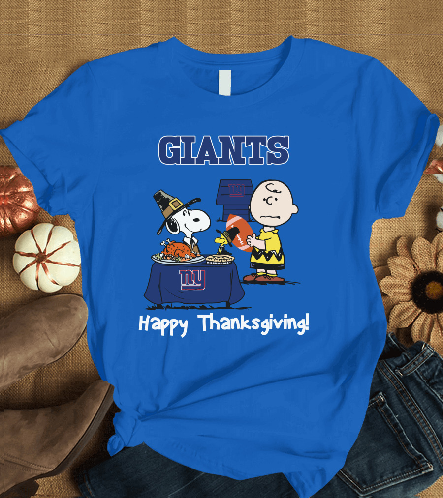 GIANTS Snoopy Happy Thanksgiving Football Charlie Brown T-Shirt
