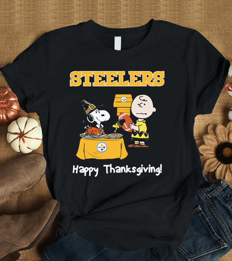 Steelers Snoopy Charlie Brown Happy Thanksgiving T-Shirt
