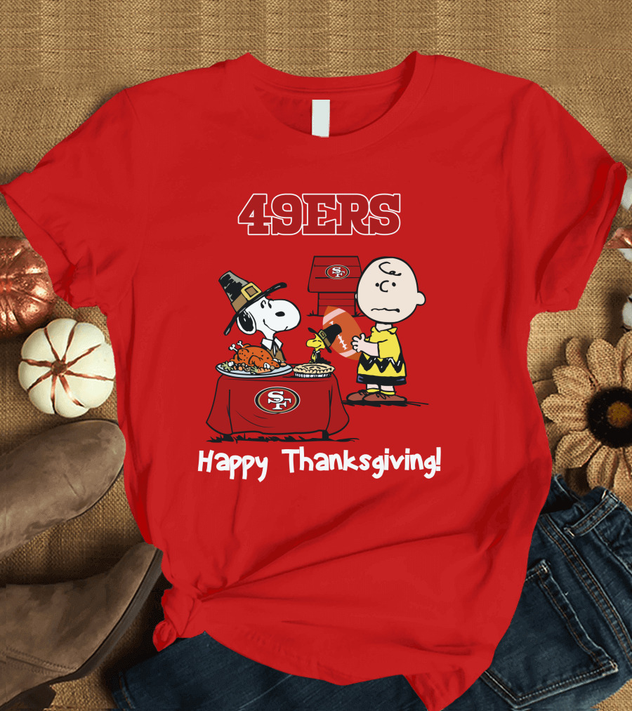 49ers Snoopy and Charlie Brown Thanksgiving T-Shirt