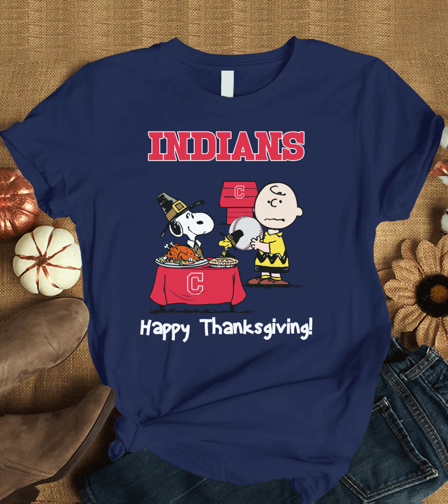 Indians Snoopy Happy Thanksgiving Charlie Brown Peanuts T-Shirt