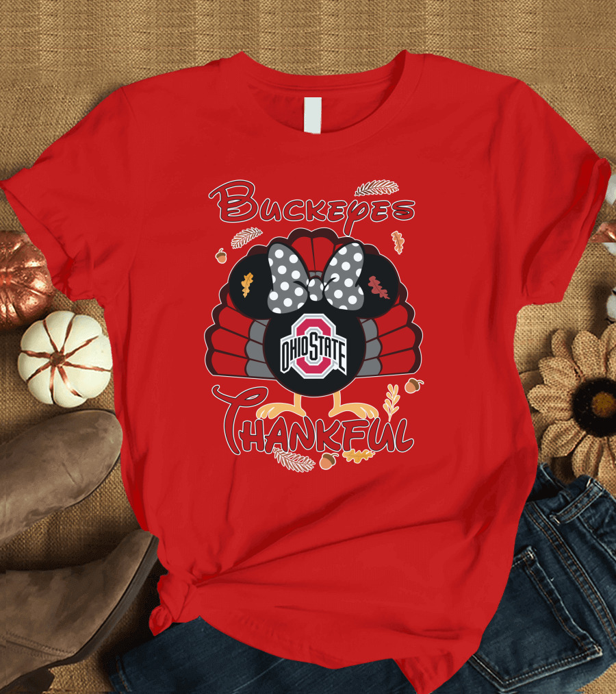 Buckeyes Thankful Ohio State Minnie Thanksgiving T-Shirt
