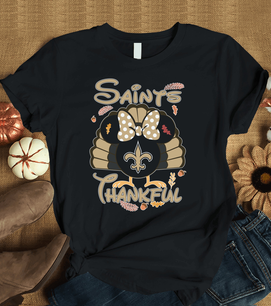 Saints Thankful Minnie New Orleans Thanksgiving T-Shirt