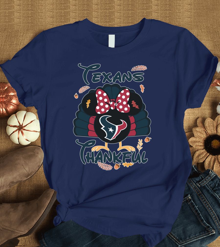 Texans Thankful Minnie Thanksgiving Turkey T-Shirt