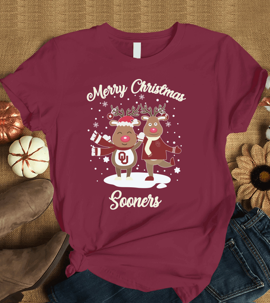 Merry Christmas Sooners Oklahoma Reindeer T-Shirt