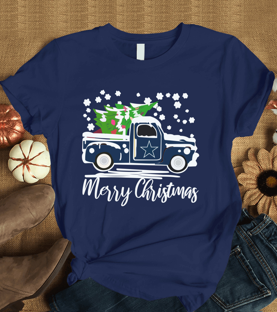Dallas Cowboys Vintage Truck Merry Christmas T-Shirt