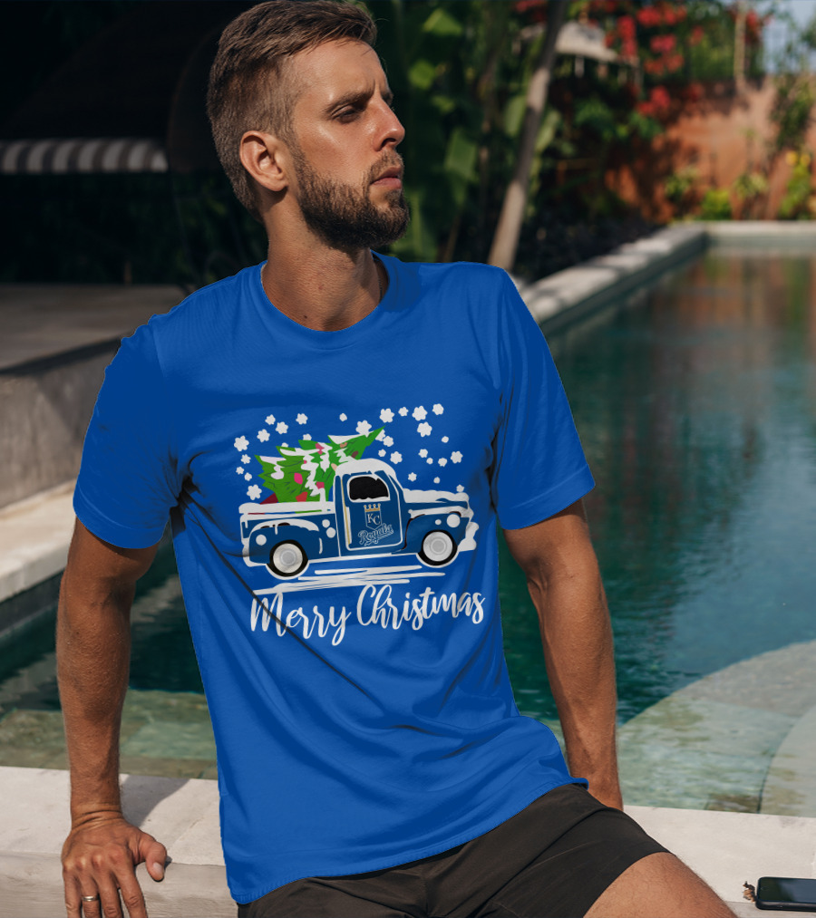 Kansas City Royals Vintage Car Merry Christmas Tree Winter Holiday T-Shirt