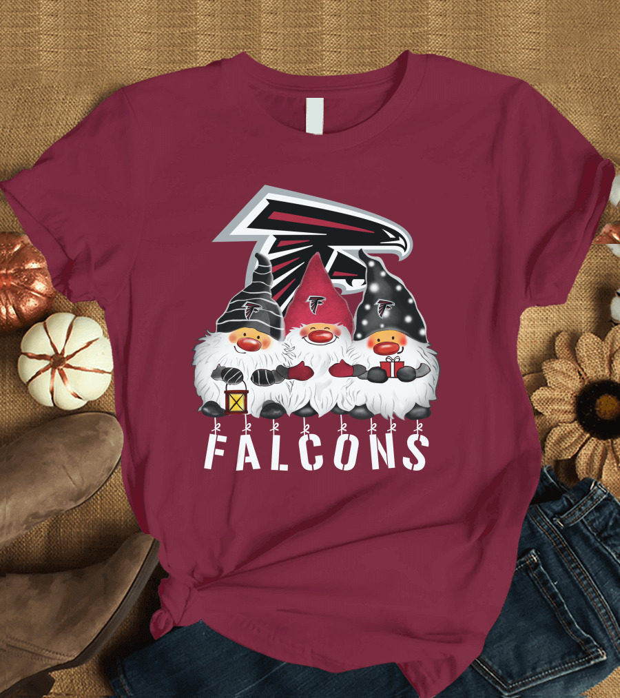 Atlanta Falcons Merry Christmas Happy Holidays Gnomes T-Shirt