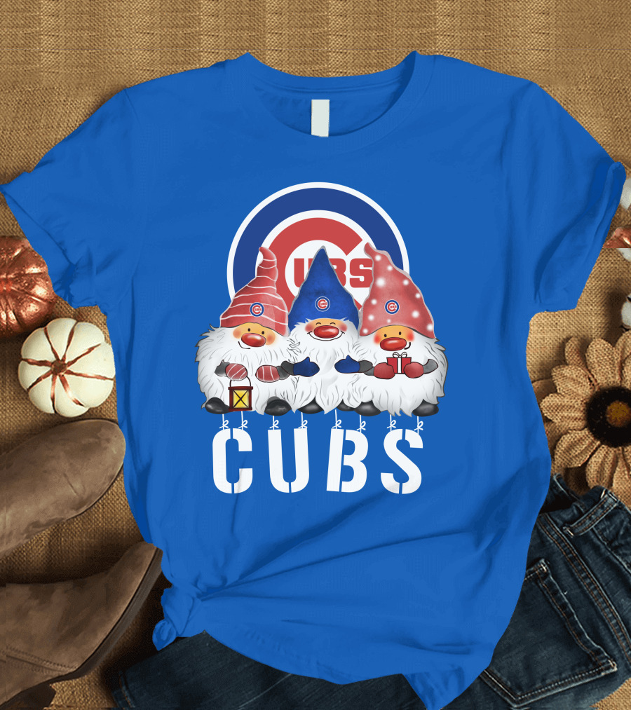 Chicago Cubs Merry Christmas Happy Holidays Festive Gnomes T-Shirt