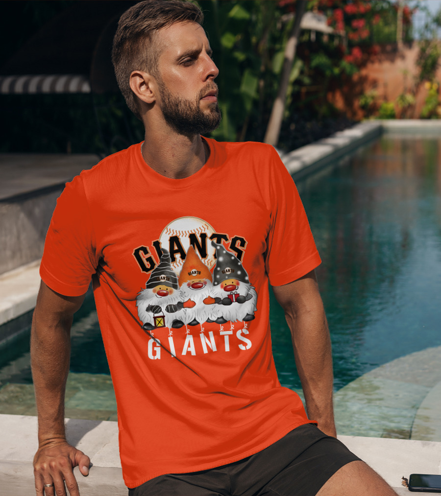 San Francisco Giants Merry Christmas Happy Holidays Giants Gnomes Baseball T-Shirt