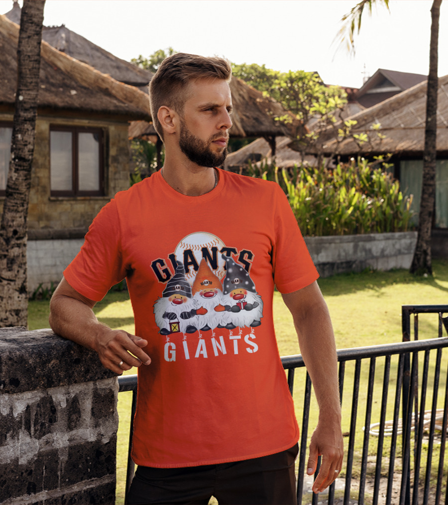 San Francisco Giants Merry Christmas Happy Holidays Giants Gnomes Baseball T-Shirt