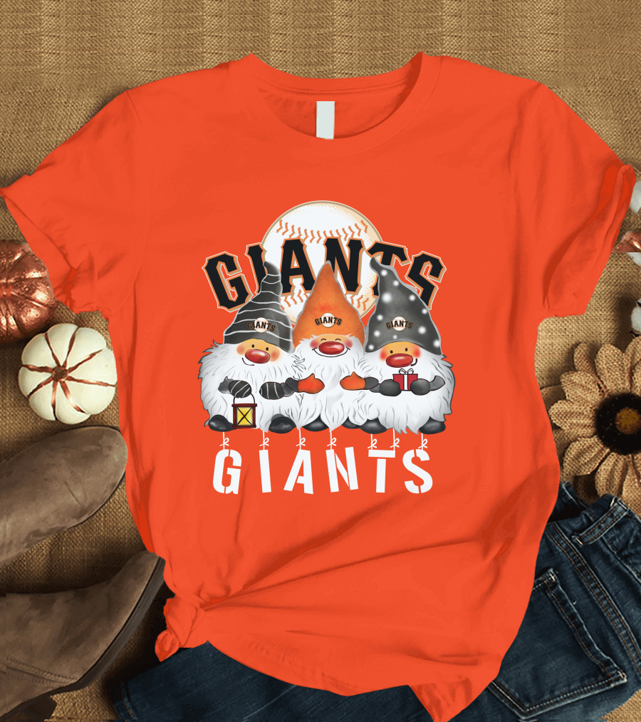 San Francisco Giants Merry Christmas Happy Holidays Giants Gnomes Baseball T-Shirt