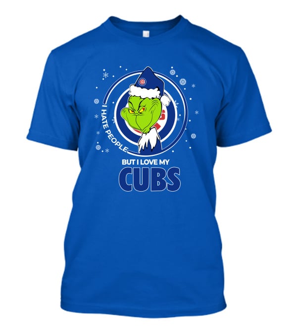 Grinch Christmas Santa I Hate People But I Love My Cubs T-Shirt