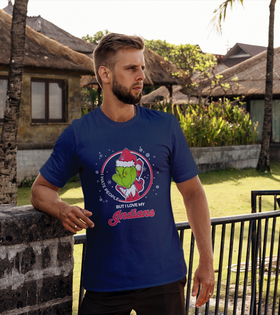 I Hate People But I Love My Indians Christmas Grinch Santa T-Shirt