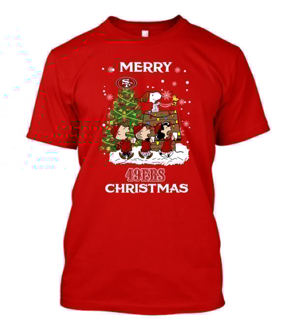 Merry 49ers Christmas San Francisco Peanuts Christmas Tree T-Shirt