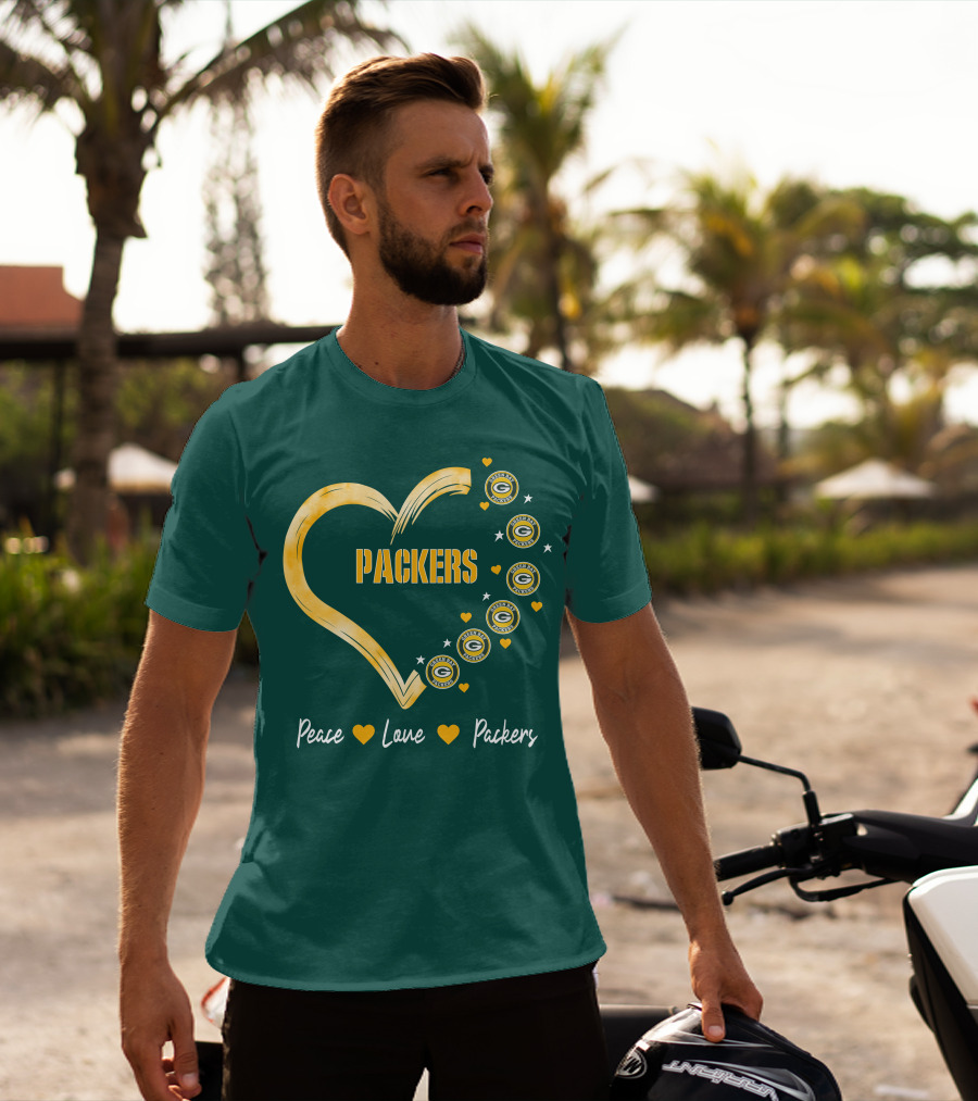 Peace Love Packers Green Bay Packers Heart T-Shirt