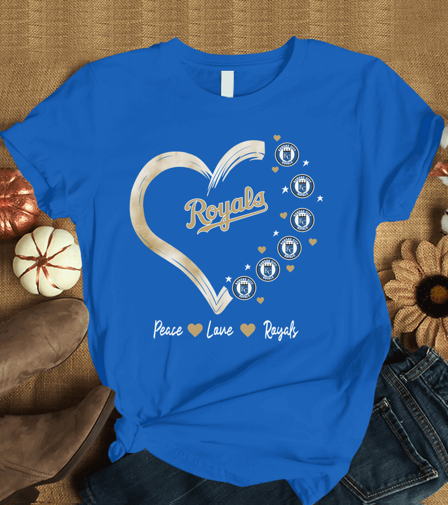 Peace Love Royals Kansas City Royals Heart T-Shirt