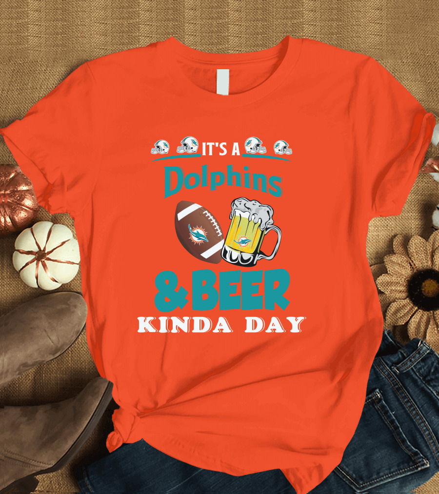 Miami Dolphins Beer Football and Helmet Kind of Day T-Shirt