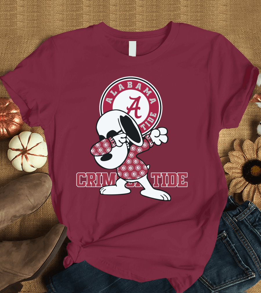 Alabama Crimson Tide Snoopy Dabbing Football Fan Spirit T-Shirt