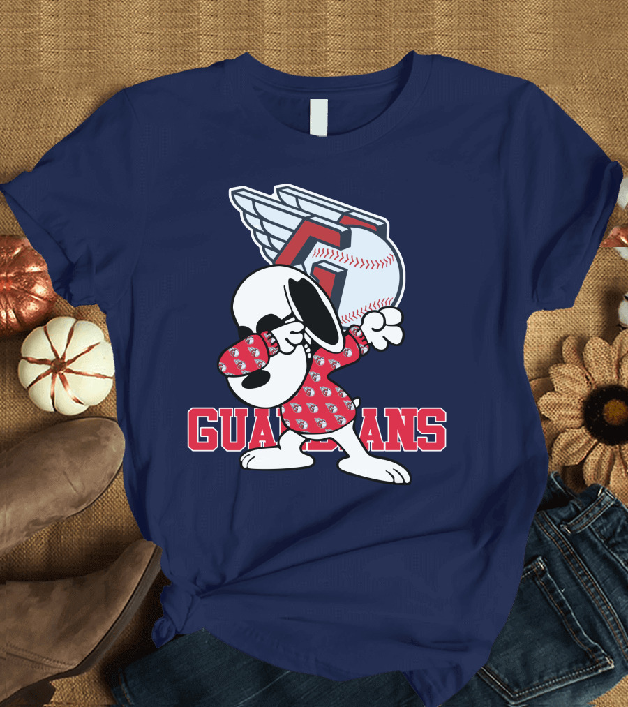 Cleveland Guardians Snoopy Dabbing Baseball T-Shirt