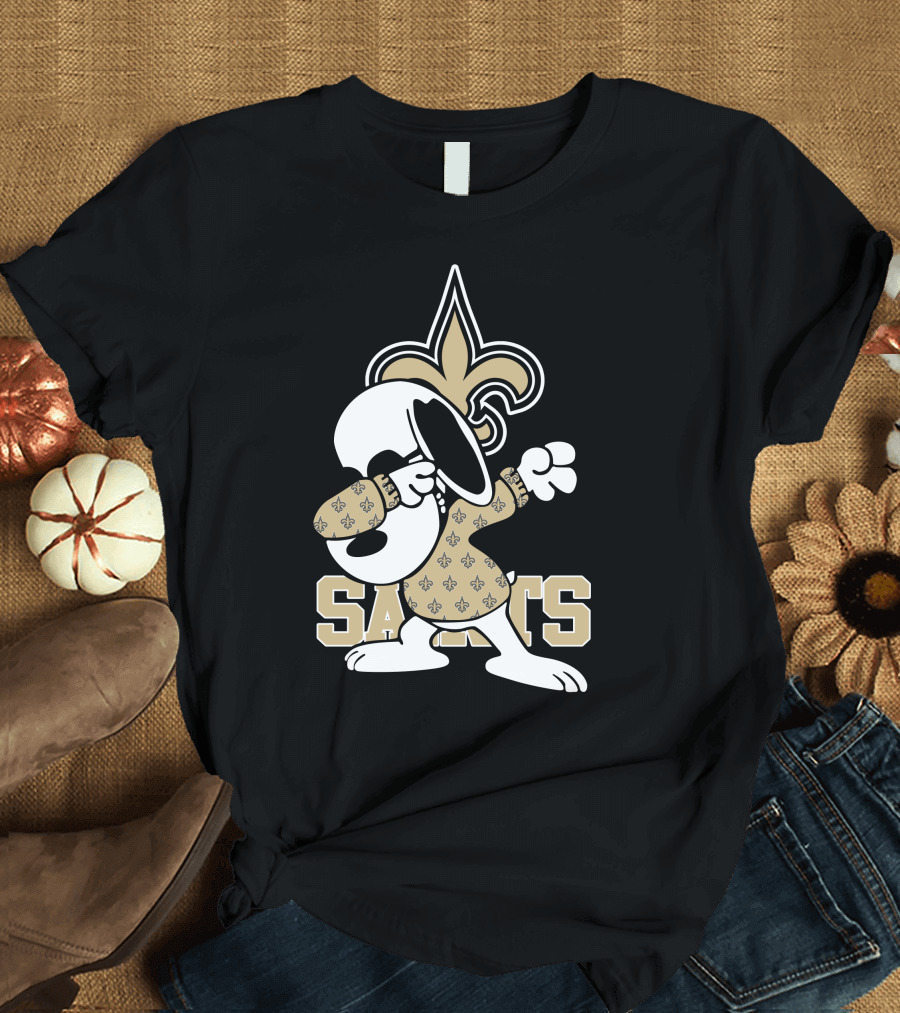 New Orleans Saints Snoopy Fleur-de-Lis Dabbing Saints T-Shirt