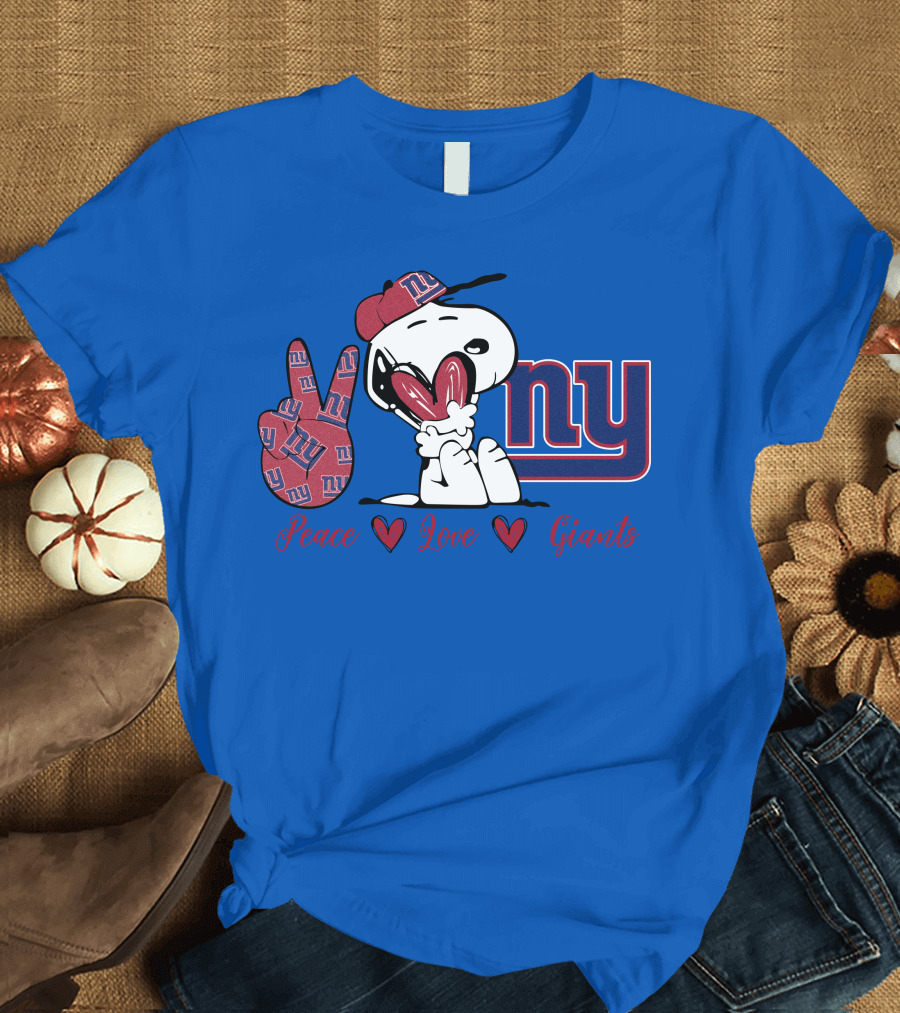 Peace Love New York Giants Snoopy Ny T-Shirt