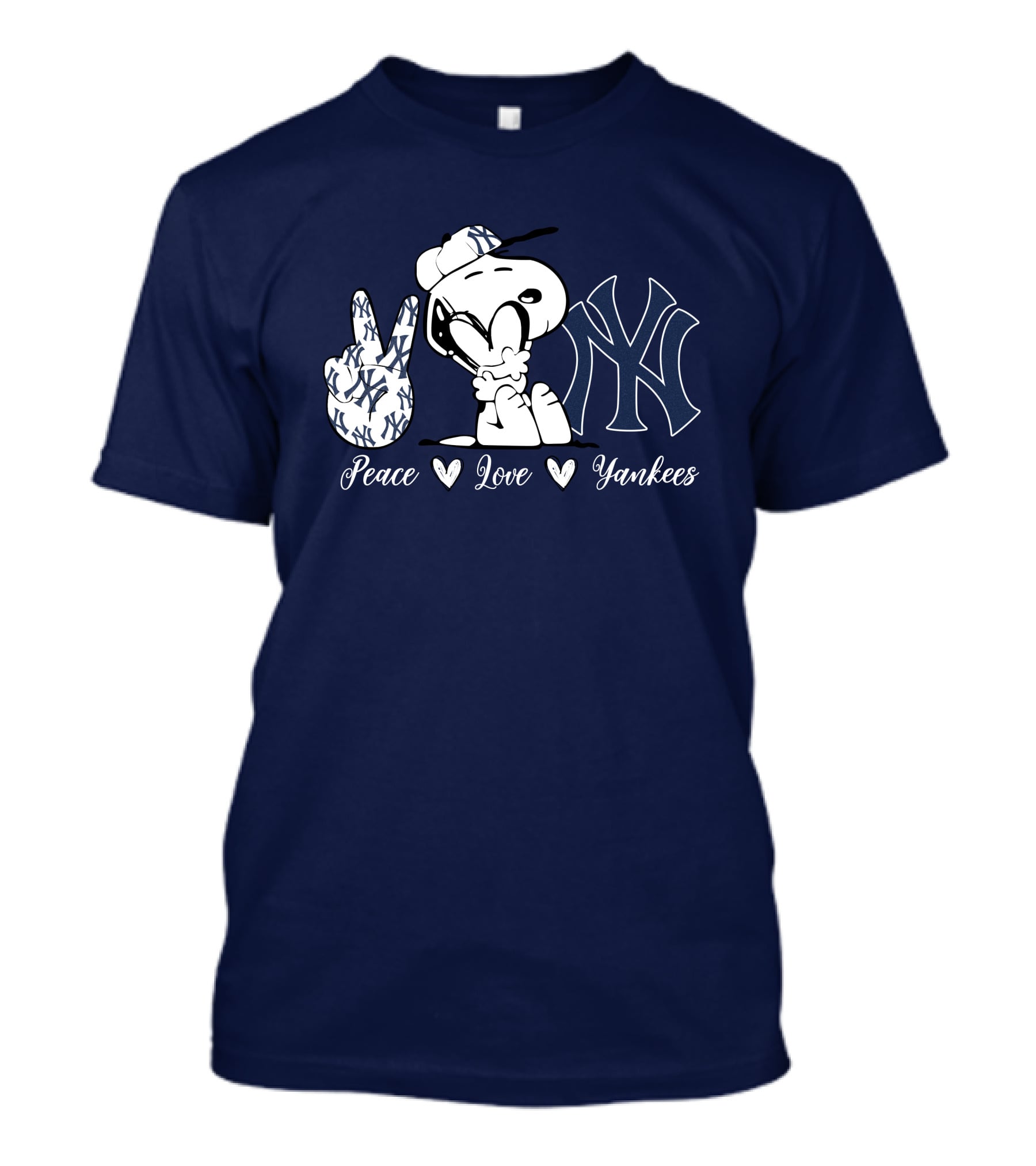 Peace Love Yankees Snoopy Ny Yankees T-Shirt