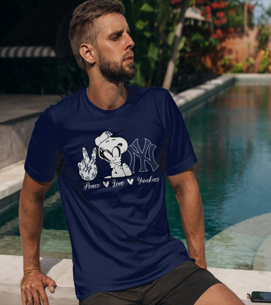 Peace Love Yankees Snoopy Ny Yankees T-Shirt