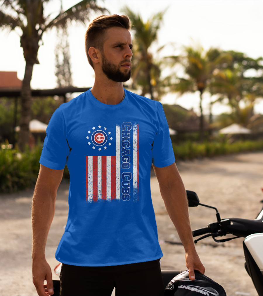 Chicago Cubs Stars Stripes American Flag T-Shirt
