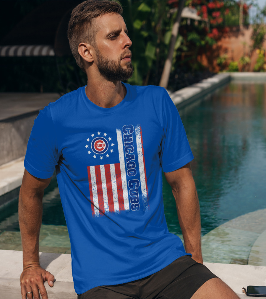 Chicago Cubs Stars Stripes American Flag T-Shirt
