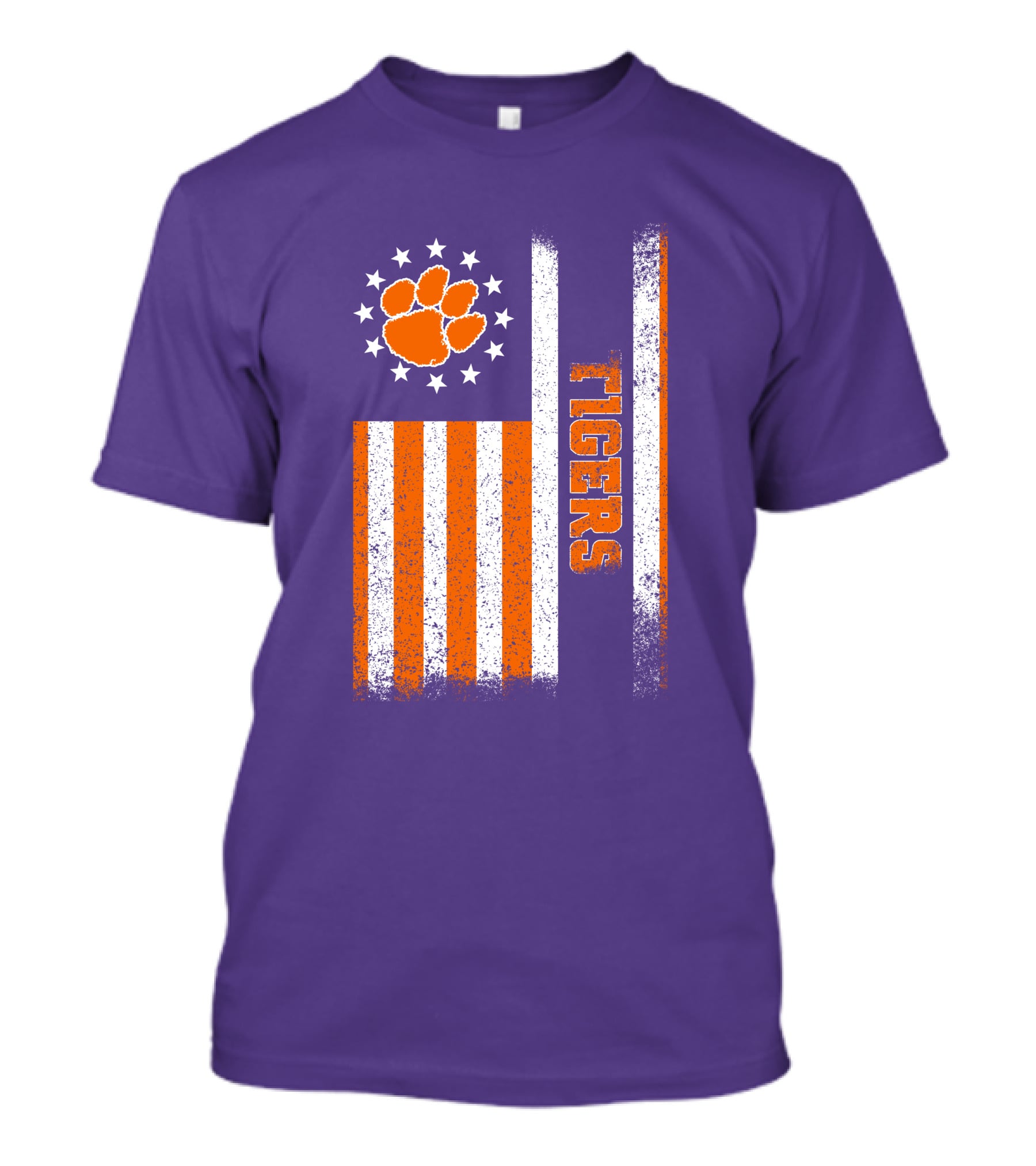 Clemson Tigers American Flag Paw Print T-Shirt