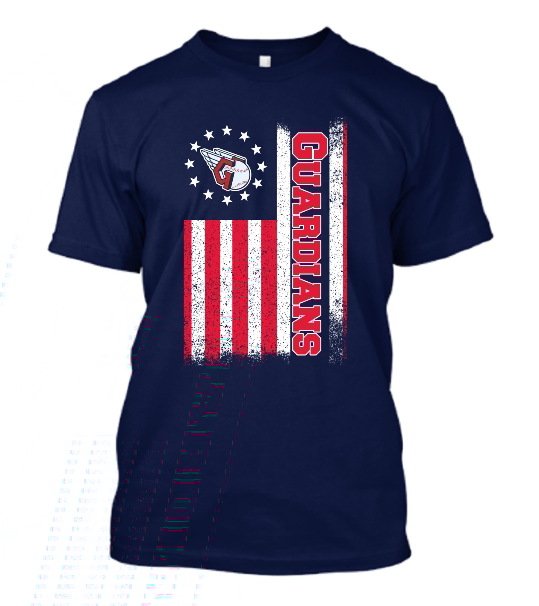 Cleveland Guardians American Flag Logo Winged Baseball Stars T-Shirt