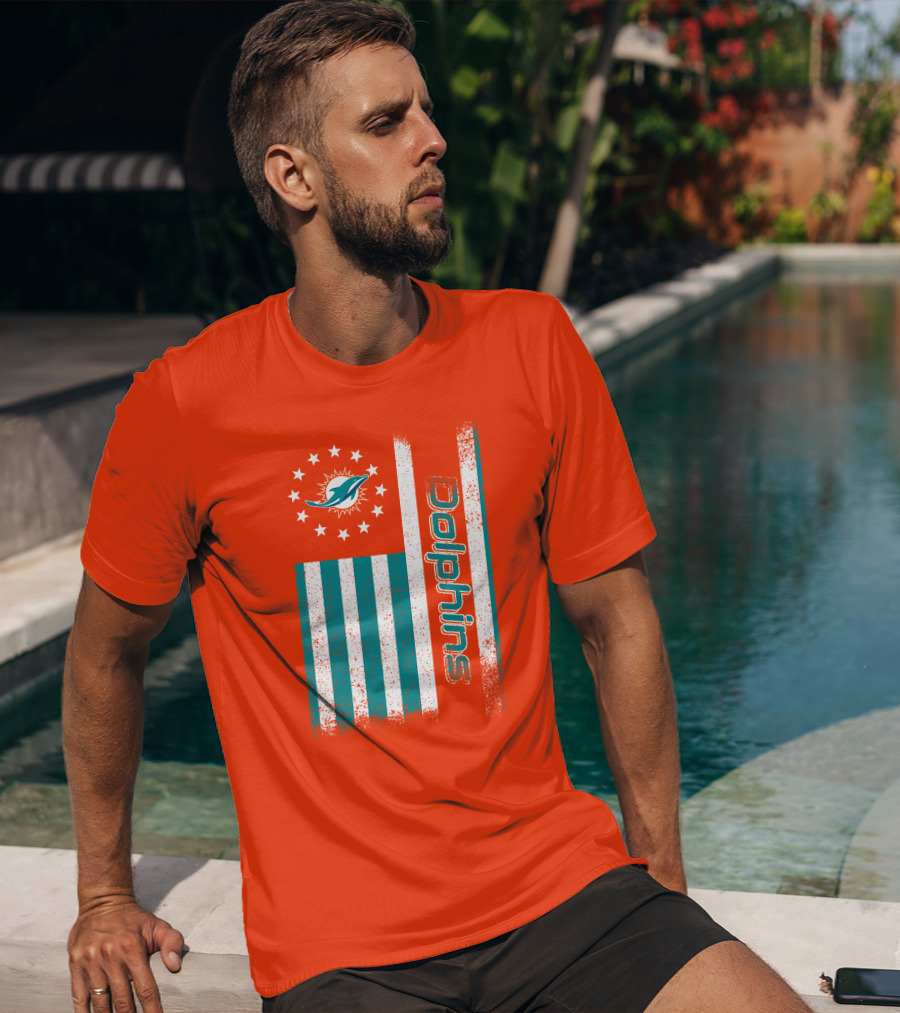 Miami Dolphins American Flag Dolphins Logo Stars T-Shirt
