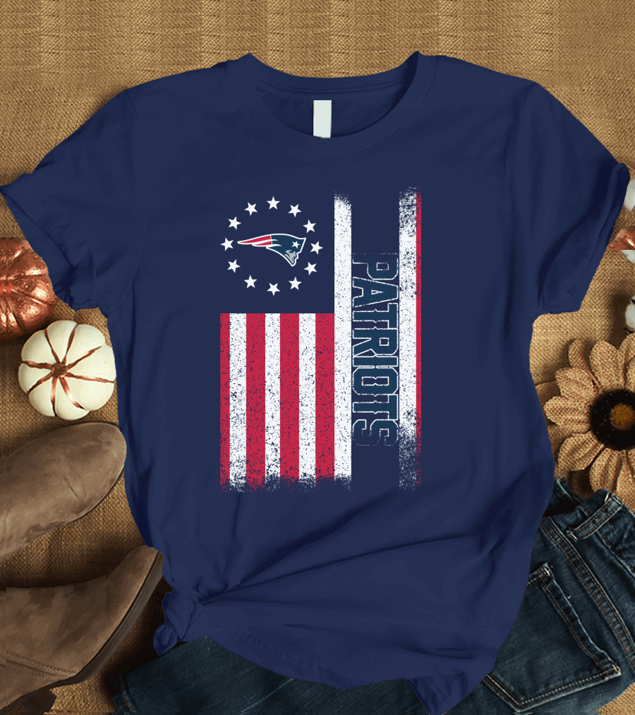New England Patriots American Flag Patriots Logo Stars And Stripes T-Shirt