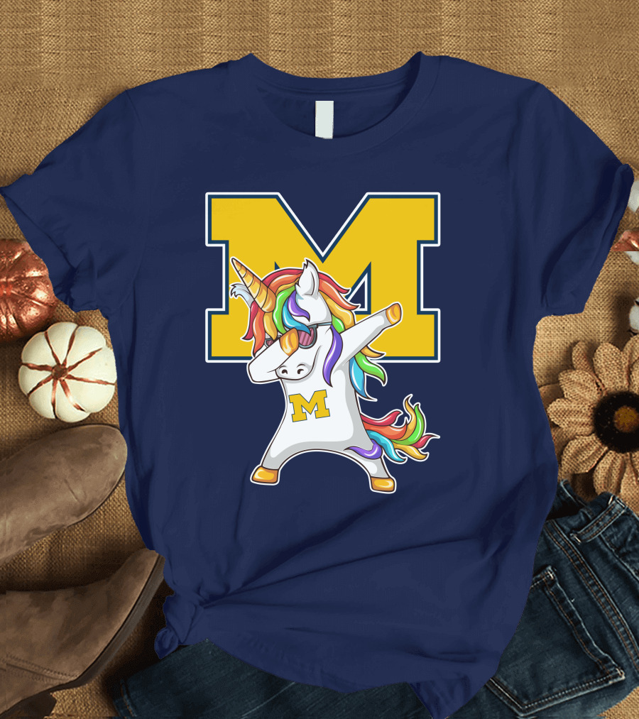 Michigan Wolverines Unicorn Dabbing M T-Shirt