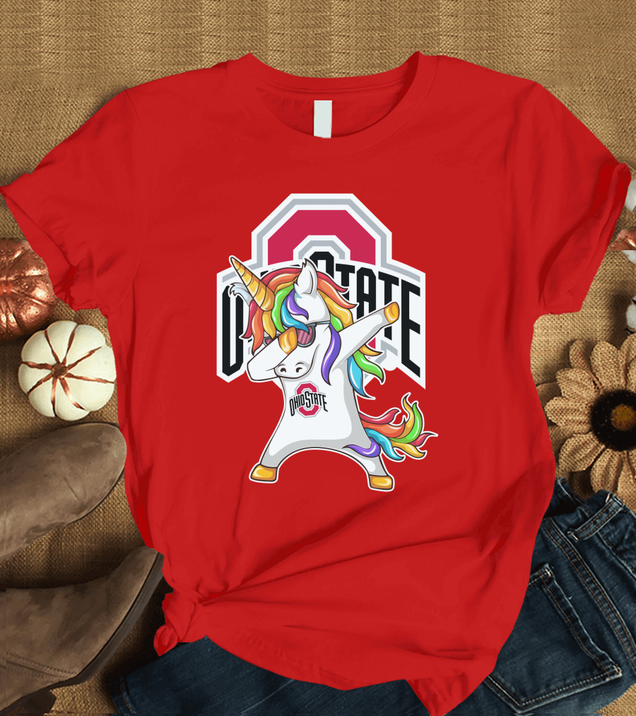 Ohio State Buckeyes Rainbow Unicorn Dabbing T-Shirt