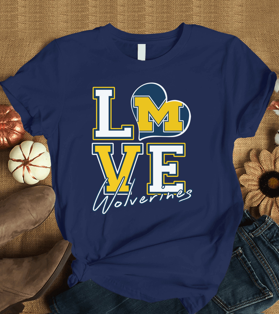 Love Michigan Wolverines Heart T-Shirt