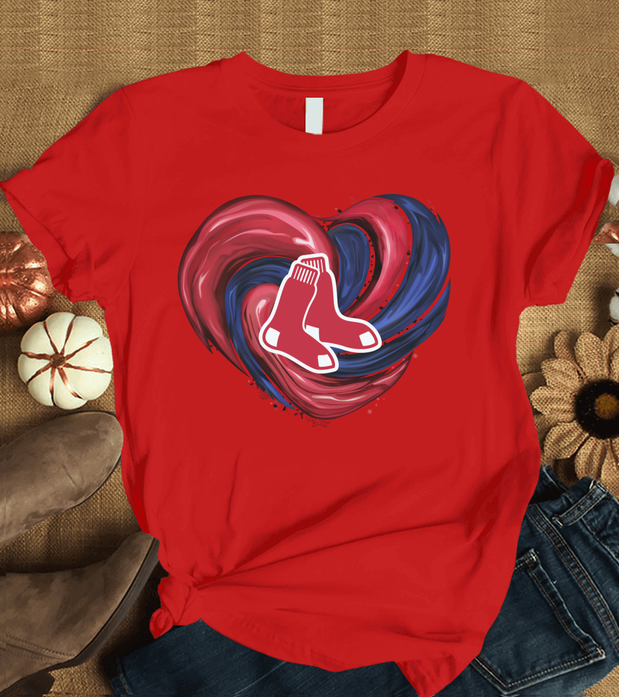 Boston Red Sox Tornado Heart Red and Blue Sox T-Shirt