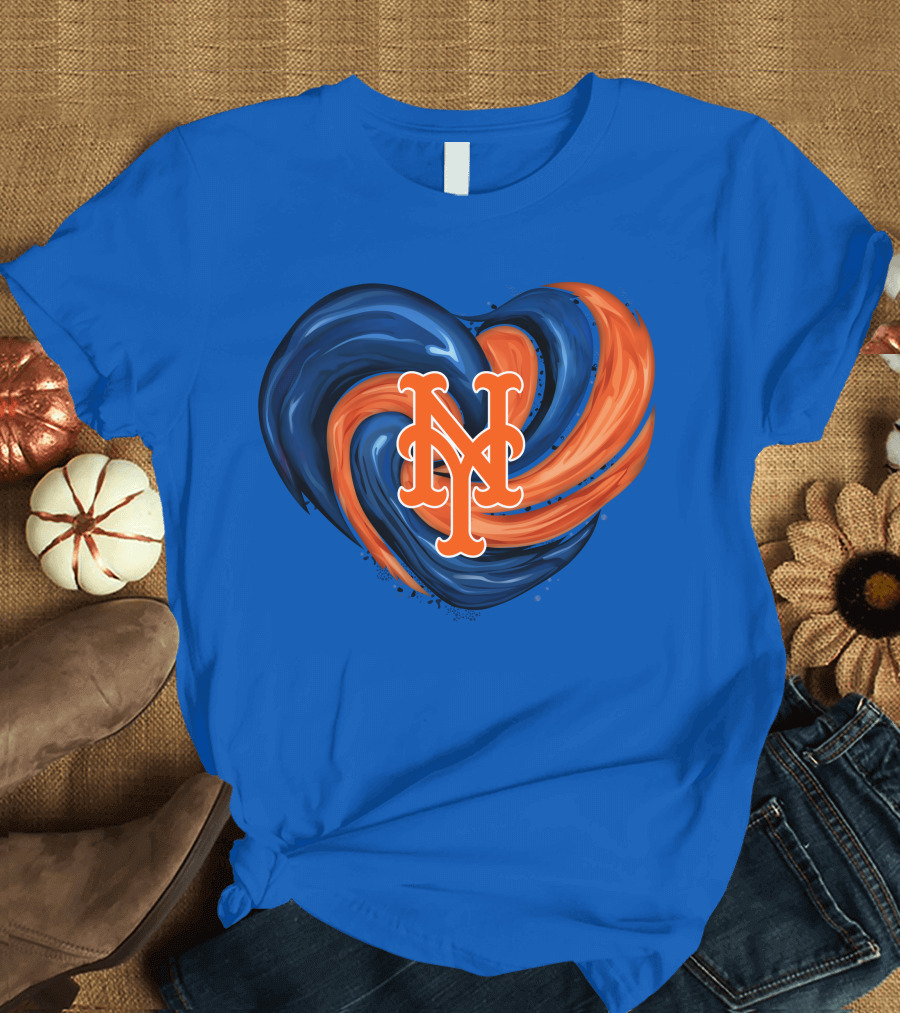 New York Mets Heart Swirl Icon Emblem T-Shirt