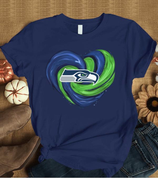 T-Shirt: Seattle Seahawks Heart Logo Tornado T-Shirt Seattle Seahawks Heart Logo Tornado T-Shirt